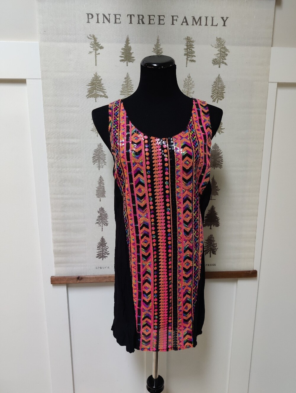 Minkpink Black Neon Sequin Embellished Sleeveless Shift Dress Size M